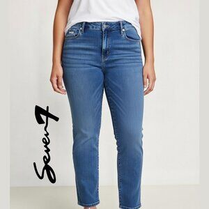 Seven7 Straight Leg Mid-Rise Blue Denim Jeans Size 14